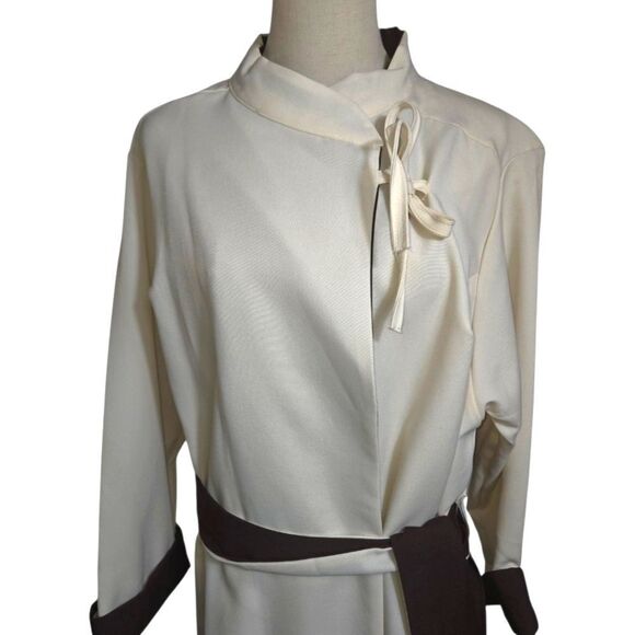 Anthony Richards Vintage Cream and Brown Midi Coat Or Dress Plus Size - Picture 5 of 12